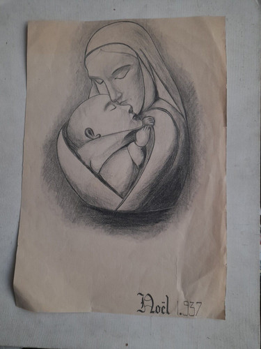 Dessin original noël 1937 - de,