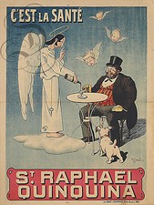 PLAQUE ALU REPRODUISANT UNE AFFICHE ST RAPHAEL QUINQUINA ALCOOL