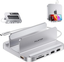 PULWTOP Mac Mini Hub avec boîtier M.2 SSD NVMe, 8 en 1 Station d'accueil Vertica