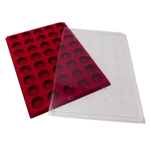 Plateau velours rouge avec
