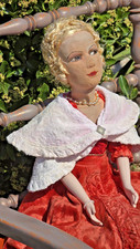 Antique Rare French Boudoir Doll  32” Poupée De Salon Ancienne Hand Painted Face