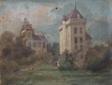 PETITE PEINTURE XIXème A RESTAURER CHATEAU DE NOYANT ALLIER