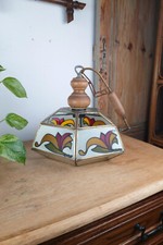 Lustre Ancien Vintage en Vitraux et Laiton, style "Tiffany"