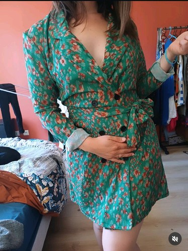 Robe chemise vert motif