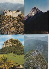 Lot de 4 cartes postales postcards 10x15c CHATEAU DE MONTSEGUR CATHARES ARIEGE