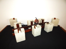 ANCIEN LUSTRE à 6 Lumières + 2 APPLIQUES SCANDINAVE en Bois et Résine Perspex