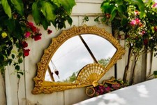 Miroir ancien en forme d’éventail – bronze doré – style Napoléon III