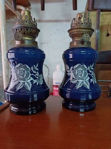 Paire lampe petrole verre - petrole,