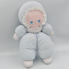 Ancien doudou poupée chiffon tissu bleu blanc rayé MUNDIA - 36520