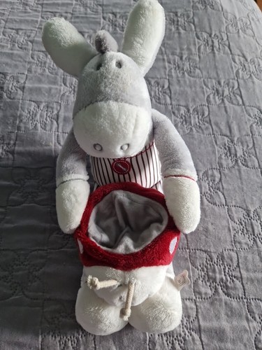 Doudou peluche âne gris - peluche,