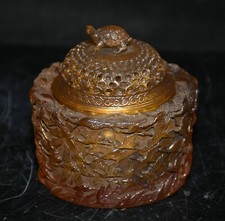 3.4 "ancien émail chinois sculpté dynastie Palais grue écaille de tortue