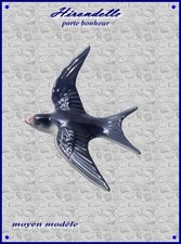 Hirondelle Porte Bonheur Faience de Desvres 15 cm