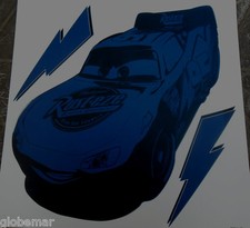 Sticker mural ardoise bleue décoration garçon Cars Flash 