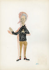 "Jean COCTEAU" Caricature originale de J. GEN (Dessin au crayon aquarellé) 