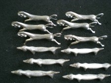 12 porte couteaux métal argenté CHEVAUX CHIENS TABLE DECORATION