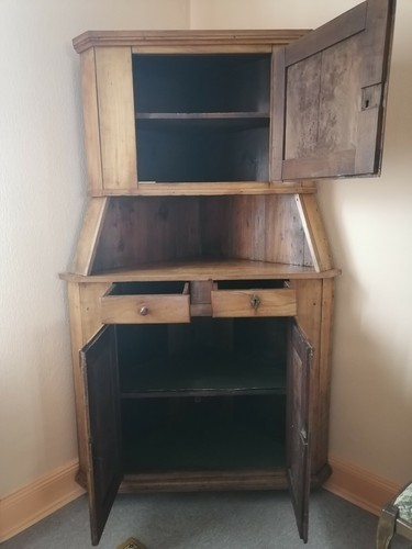Meuble angle bois ancien - meuble,