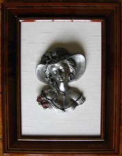 Grand tableau Les Etains du Velay Romance Buste de jeune femme 