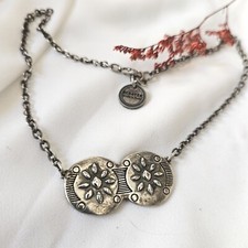 Collier Vintage 80's Scooter Made In Italy En Étain Argenté Longueur 42cm