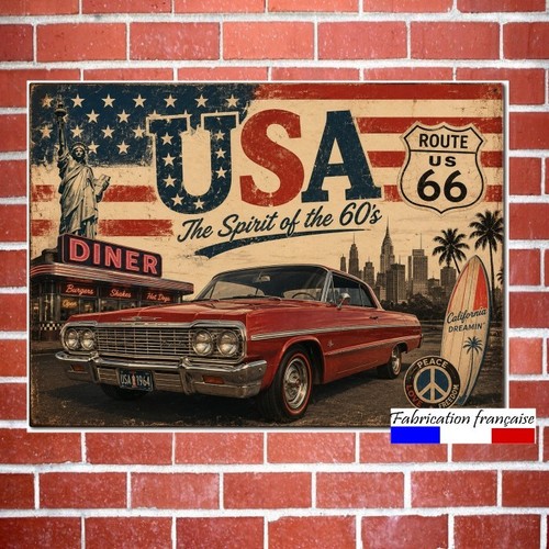 Plaque vintage route usa - plaque,