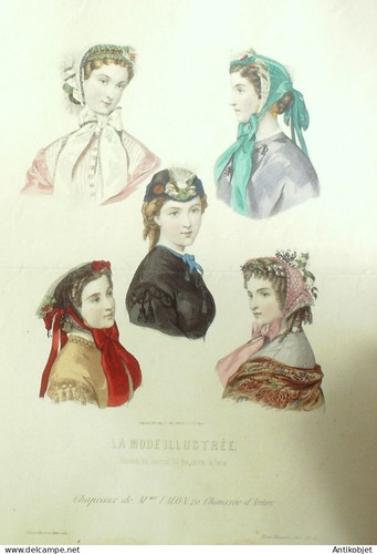 Gravure mode illustree 1865 - gravure, #