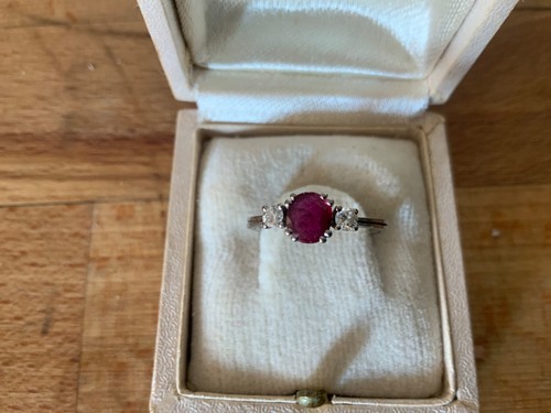 Bague blanc rubis et - en,