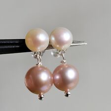 boucles d'oreilles argent perle de culture blanche rose d'eau douce naturelle