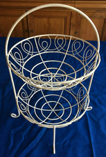 Ancien double panier / corbeille à fruits / légumes en fil métallique peint
