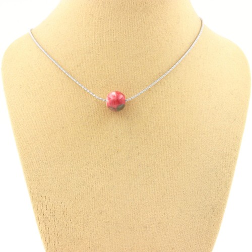 Collier perle jaspe vert - perle,