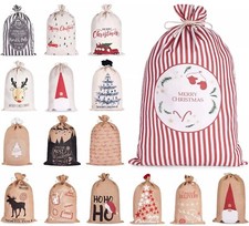 Sachet Pochette Noël Tissu Grande Sacs à Cordons 80x50 cm Emballage Cadeaux Noel