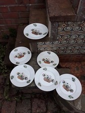 Lot 6 Assiettes Dessert Porcelaine Motif Panier fleuri Chardons PANI Ancienne