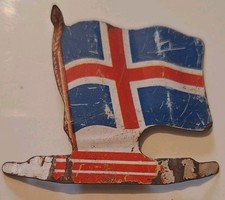 ISLANDE DRAPEAU TOLE LITHO VINTAGE AMERICORAMA L'ALSACIENNE 1960