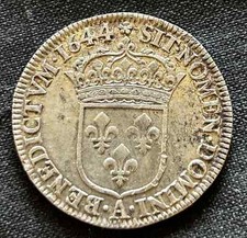 LOUIS XIV Quart d'écu à la mèche courte 1644, Rose, Paris, TTB+/SUP