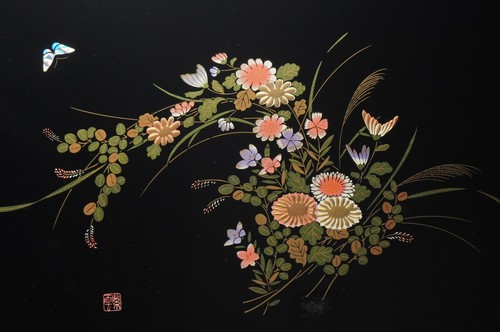 Plateau laqué japonais - , doré