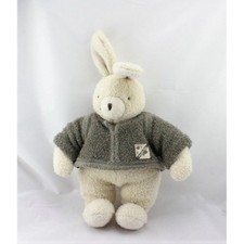 Doudou lapin blanc pull gris