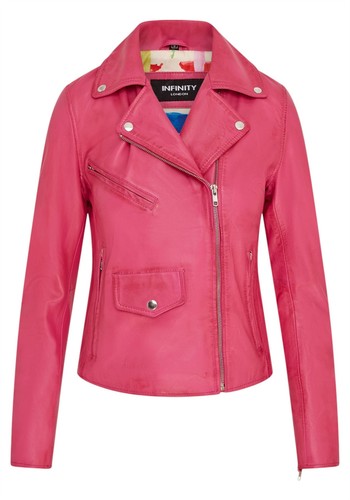 Veste cuir biker fuchsia - en,