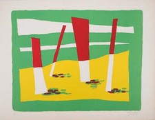 Léon GISCHIA : La Plage, Lithographie originale, Signée