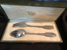 Couverts Cuillère + Fourchette Empire  Argent Massif Poinçon Minerve 80 "E P "