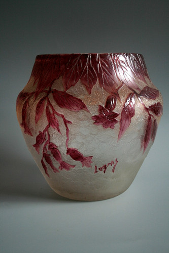 Ancien vase verre gravé à - ancien, en