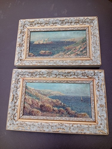Paire tableaux huile marine - tableaux,