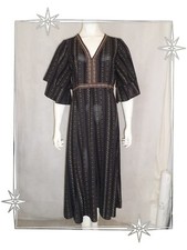 ♥ - Robe Longue Bohème Noire Blanc Doré Molly Bracken Taille L