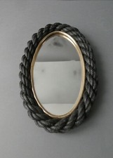 miroir ovale en corde noire