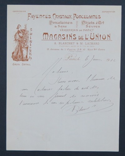 Facture 1912 verreries - 1912, de