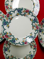 5 assiettes plates en porcelaine ( d 26,6  ) Royal Cauldon Victoria   année 30