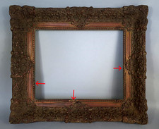 Cadre ancien à clés 50x43,5 cm, feuillure: 36x29 cm bois stuc C396