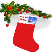 Botte de noël chaussette noël haut 39 cm personnalisée prénom réf 16