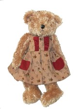 Peluche ours beige Louise Mansen Robe Fleurs marron rouge 42 cm