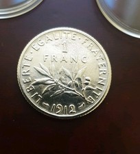 PIECE DE MONNAIE  1 FRANC SEMEUSE 1912 En SUP .