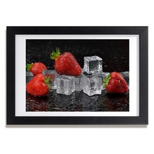Tulup Photo 30x20cm Décor MDF Le salon Cadre Fraises avec glace