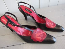 Escarpins cuir noir et rouge P 39 Jean-Paul Barriol