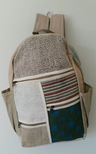 HB6 HEMP BAG PURSE NEPAL : Handmade Hippie Multi-color Unisex Organic Backpack 